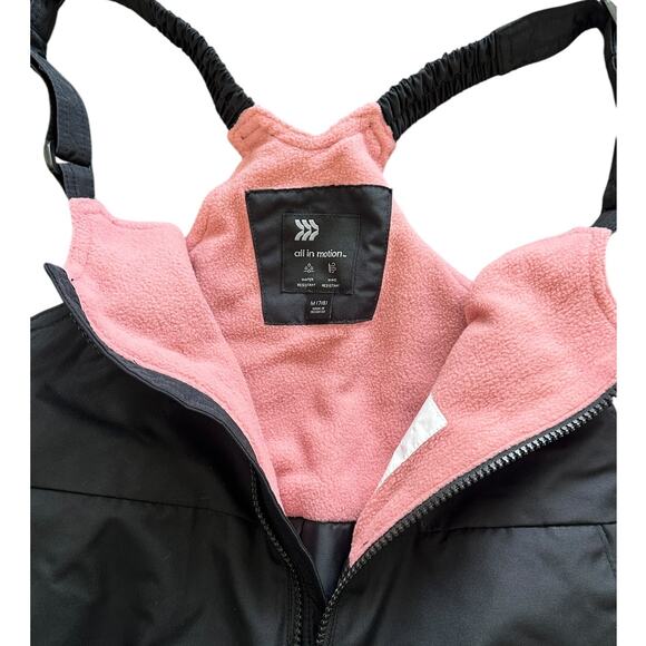 All In Motion Girls Snow Bibs Black Pink Medium 7/8 - Picture 3 of 5